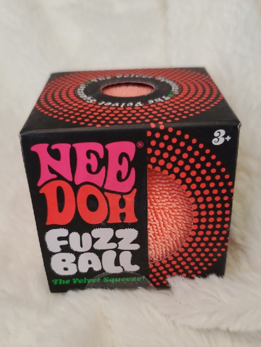 NeeDoh Fuzz Ball Plush Squeeze Toy - Coral Orange